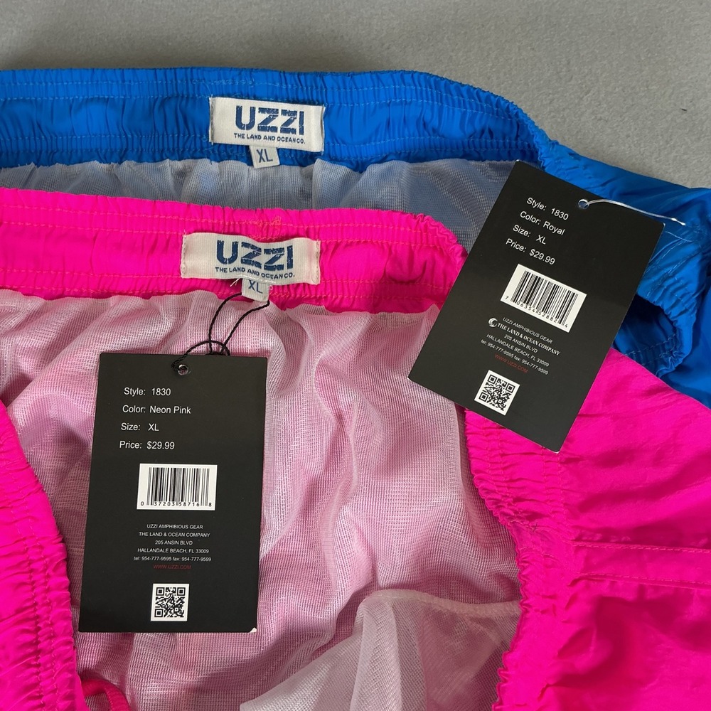 Uzzi Women's Swim Shorts XL Pink Blue Short Inseam Lined Beach 2 Pack NWT - Picture 7 of 15